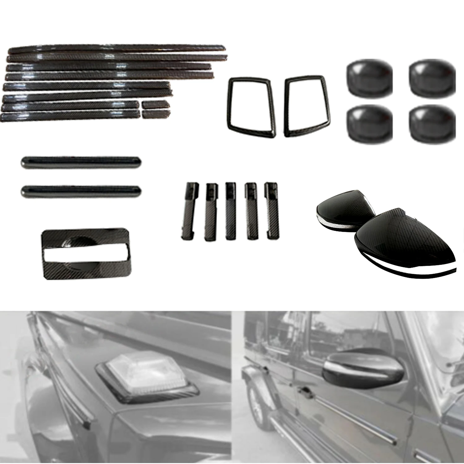 New 1Set Carbon Exterior Kit for Mercedes Benz G63 G550 G-Class W463A W464 2018 Car Engine Replacement Parts