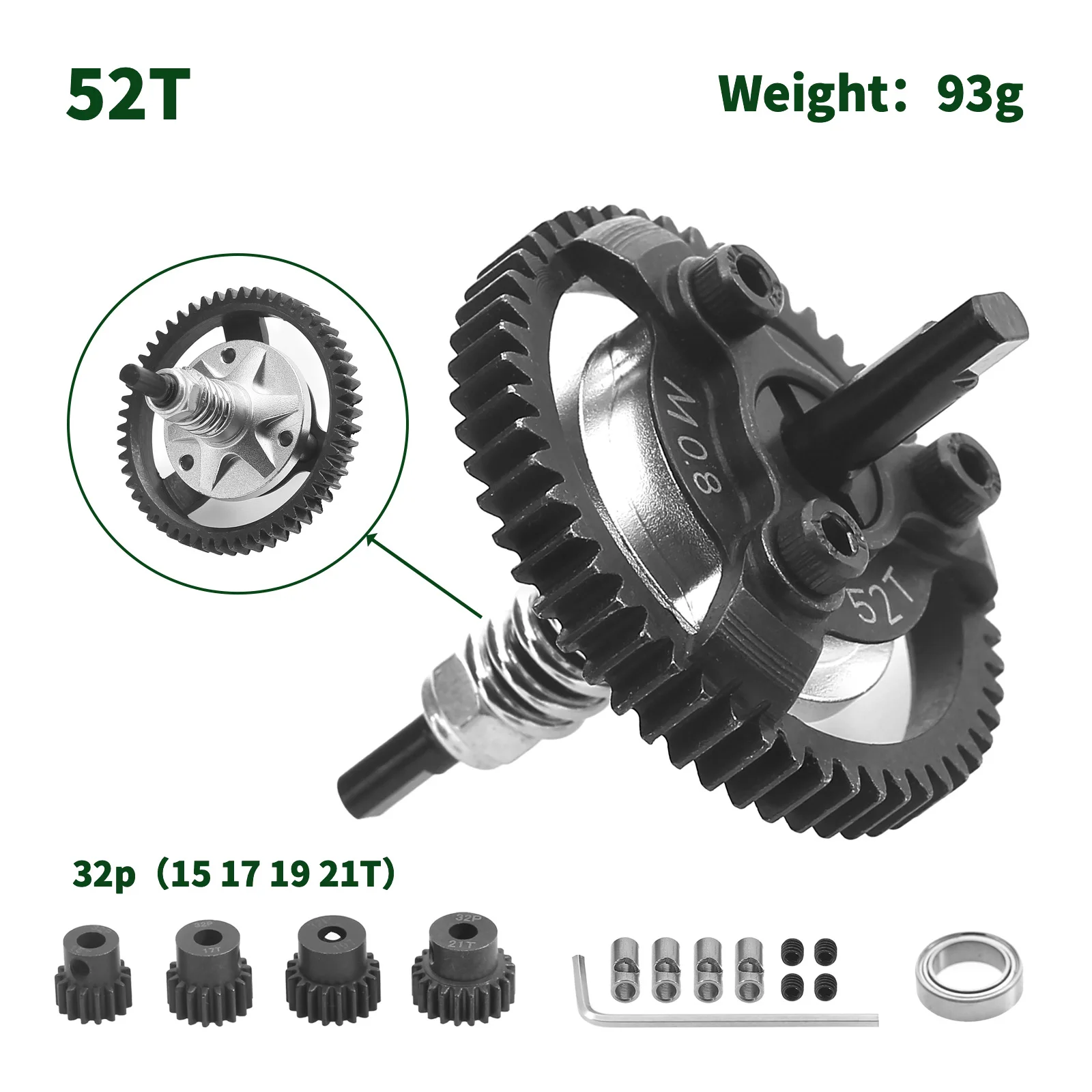 Rcカー、スチールm0.8、50t、52t、54t、56t、traxxasフォードフィエスタバギー用のアップグレード部品