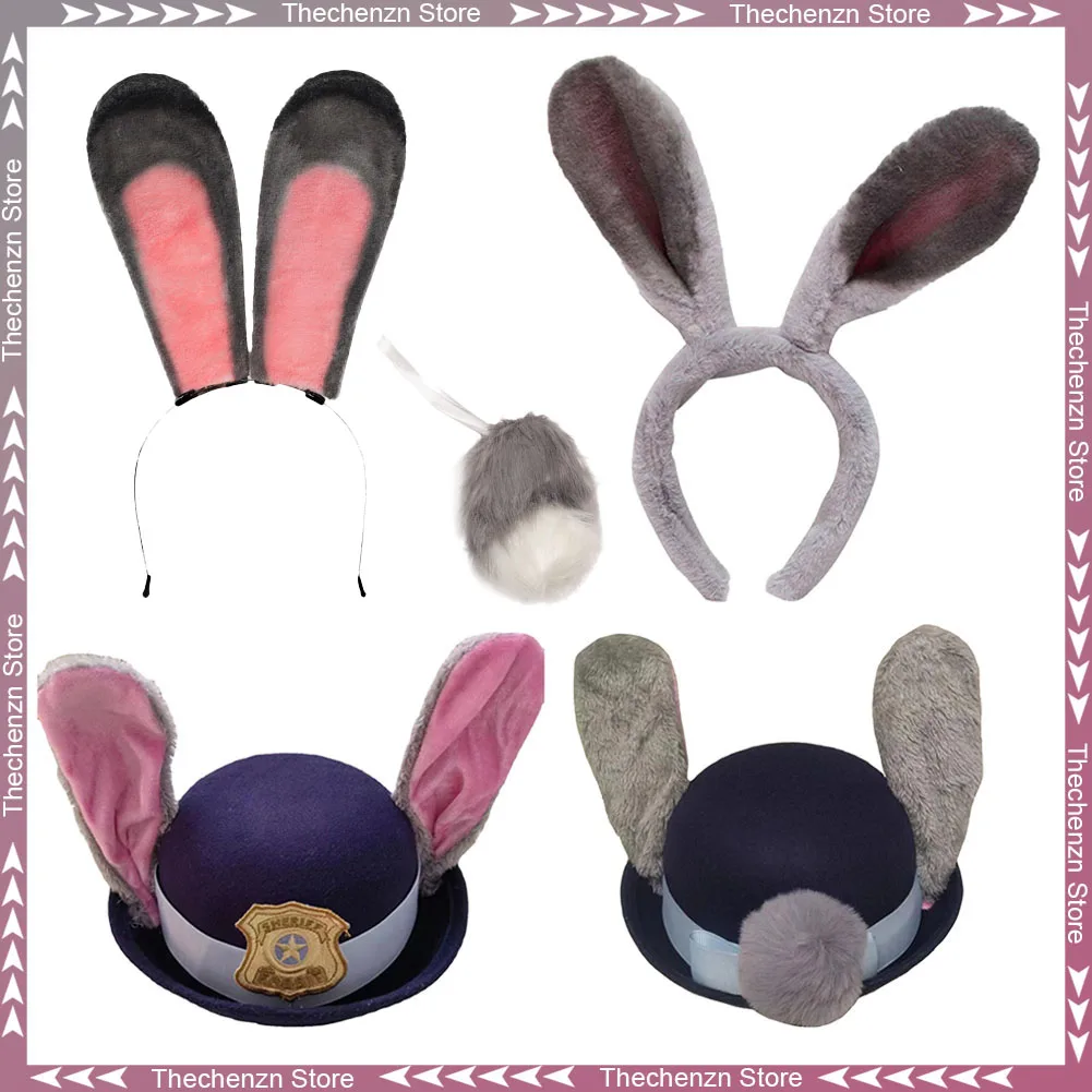 

Нарядное платье Джуди Хопс шляпа женщина косплей для женщин кроличий хвост повязка на голову с ушками мультфильм зоопарк костюм аксессуары подарки на Хэллоуин