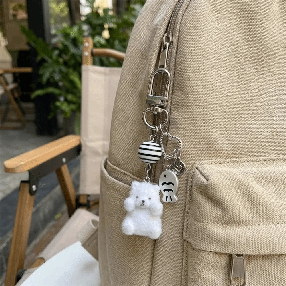 Fashionable Cute Design Flocking Keychain Soft Cartoon Keyring Animal Pendant Car Key Holder Personal Use