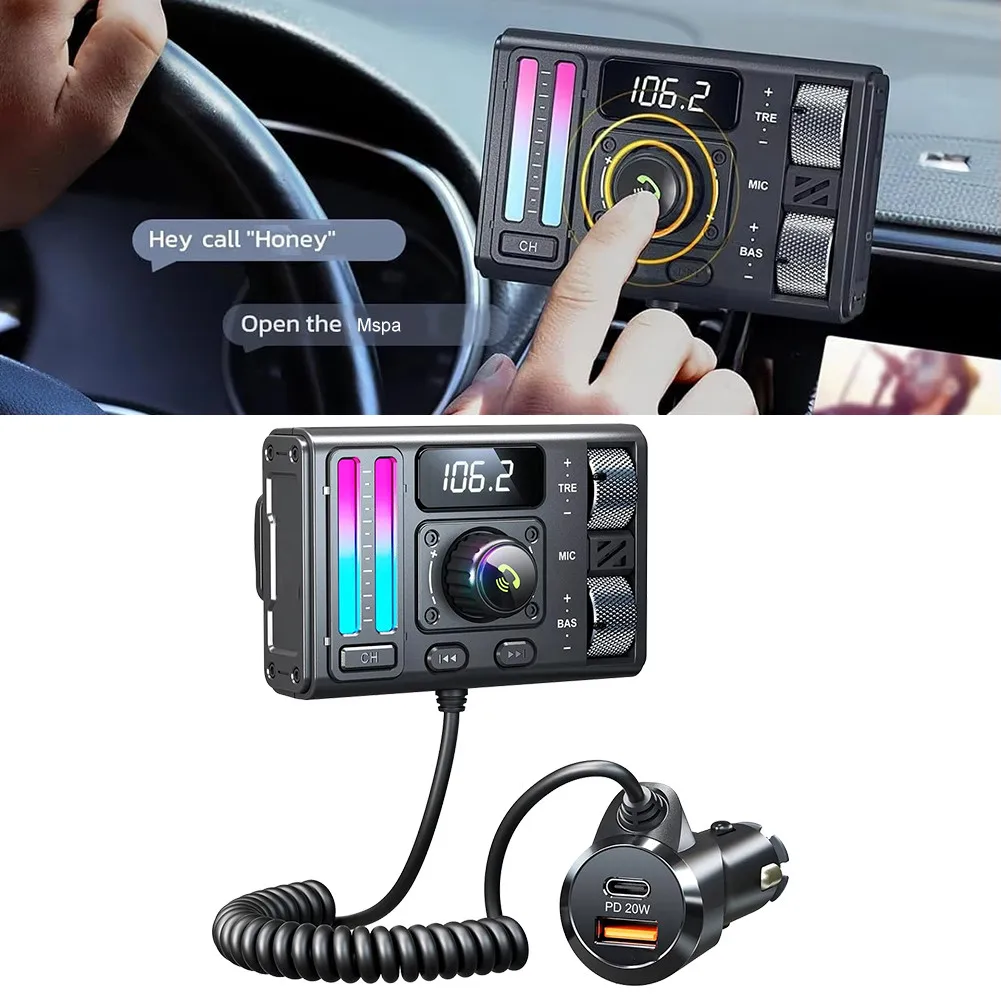 

Black Car Music Player High Quality Sound Experience Atmosphere Light Adapter PD 20W Type-C Charging User-friendly Interface