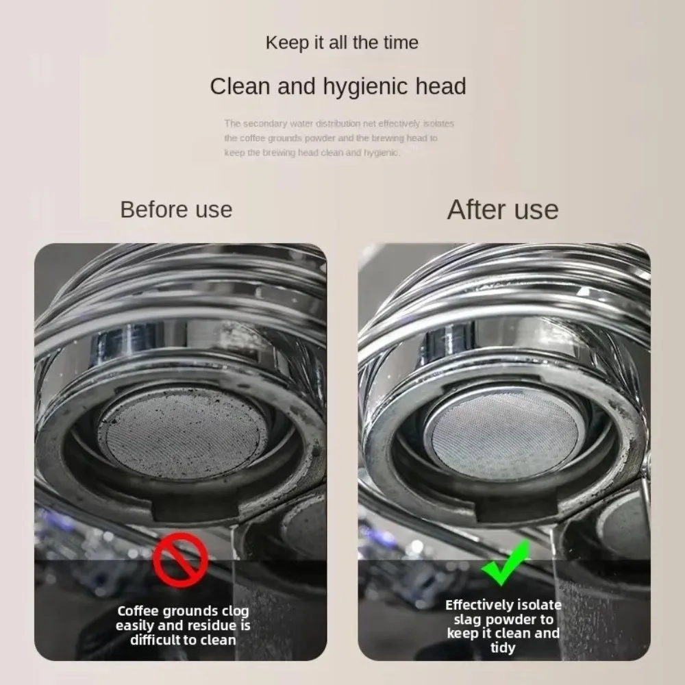 Durable 51/53/58, 5mm pantalla de disco de café filtro de café de doble capa de acero inoxidable cesta de filtro portátil de café reutilizable