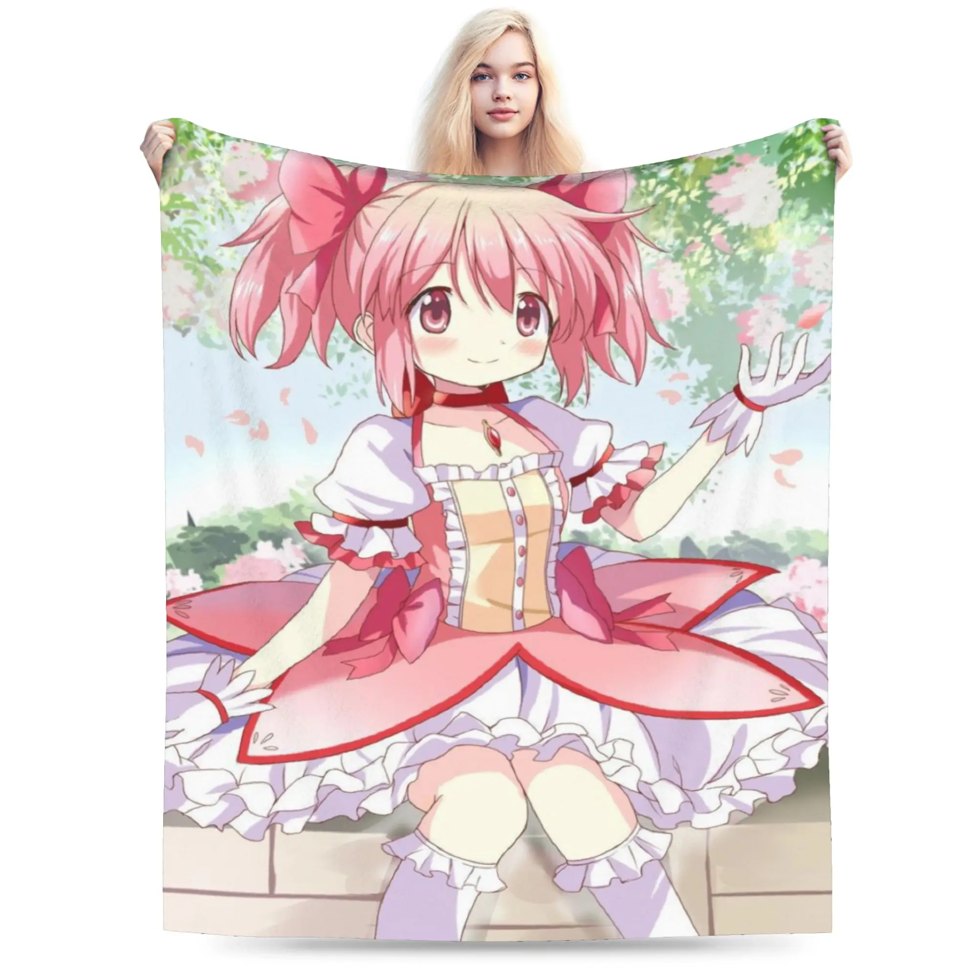 Stylish Puella Magi Madoka Magica Anime Blankets Soft Coral Fleece Plush  Comfortable Throw Blankets Machine Washable