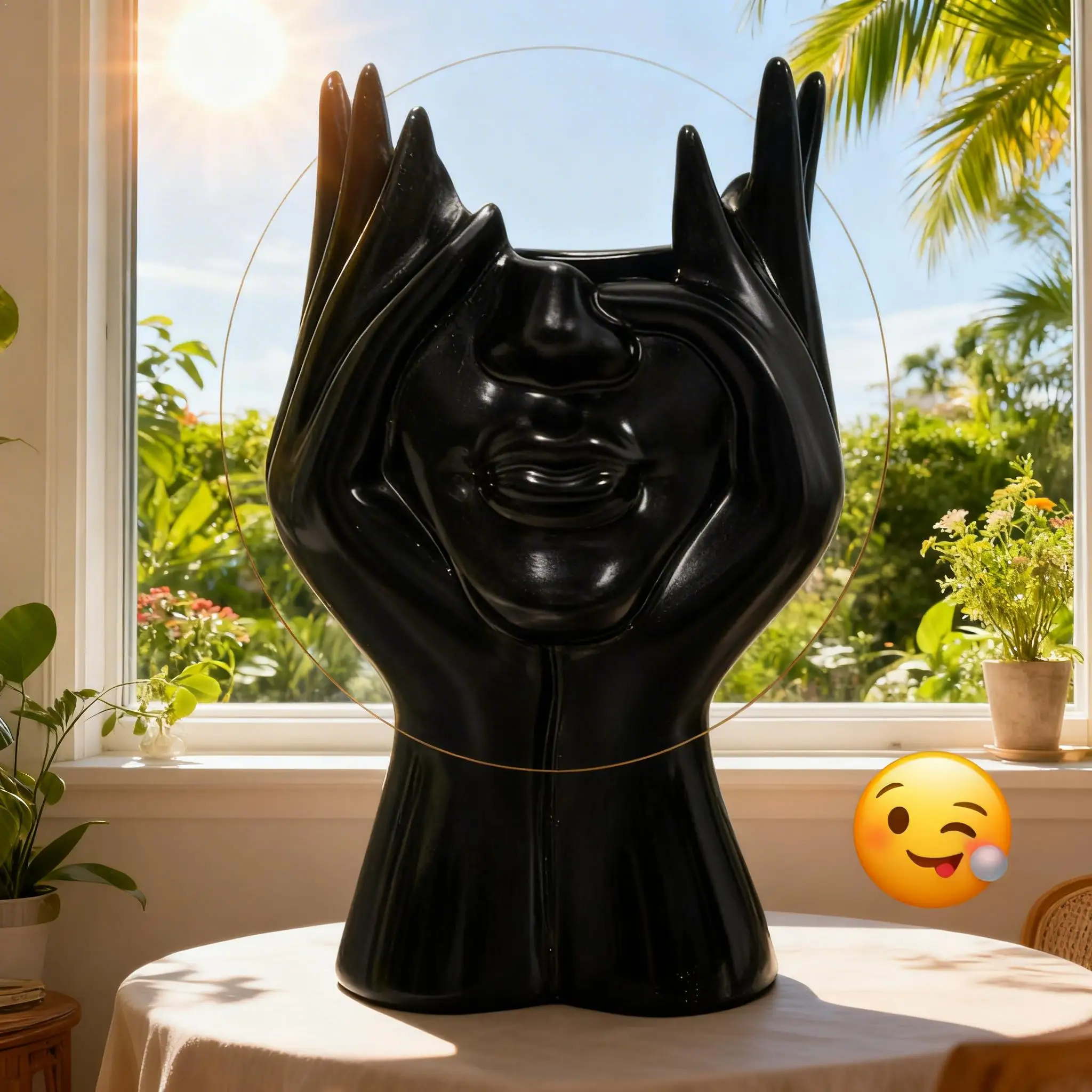 Creative Abstract Face Storage Container Ornament Portable Resin Makeup Brush Holder Pencil Holder Desktop Decor Ornament