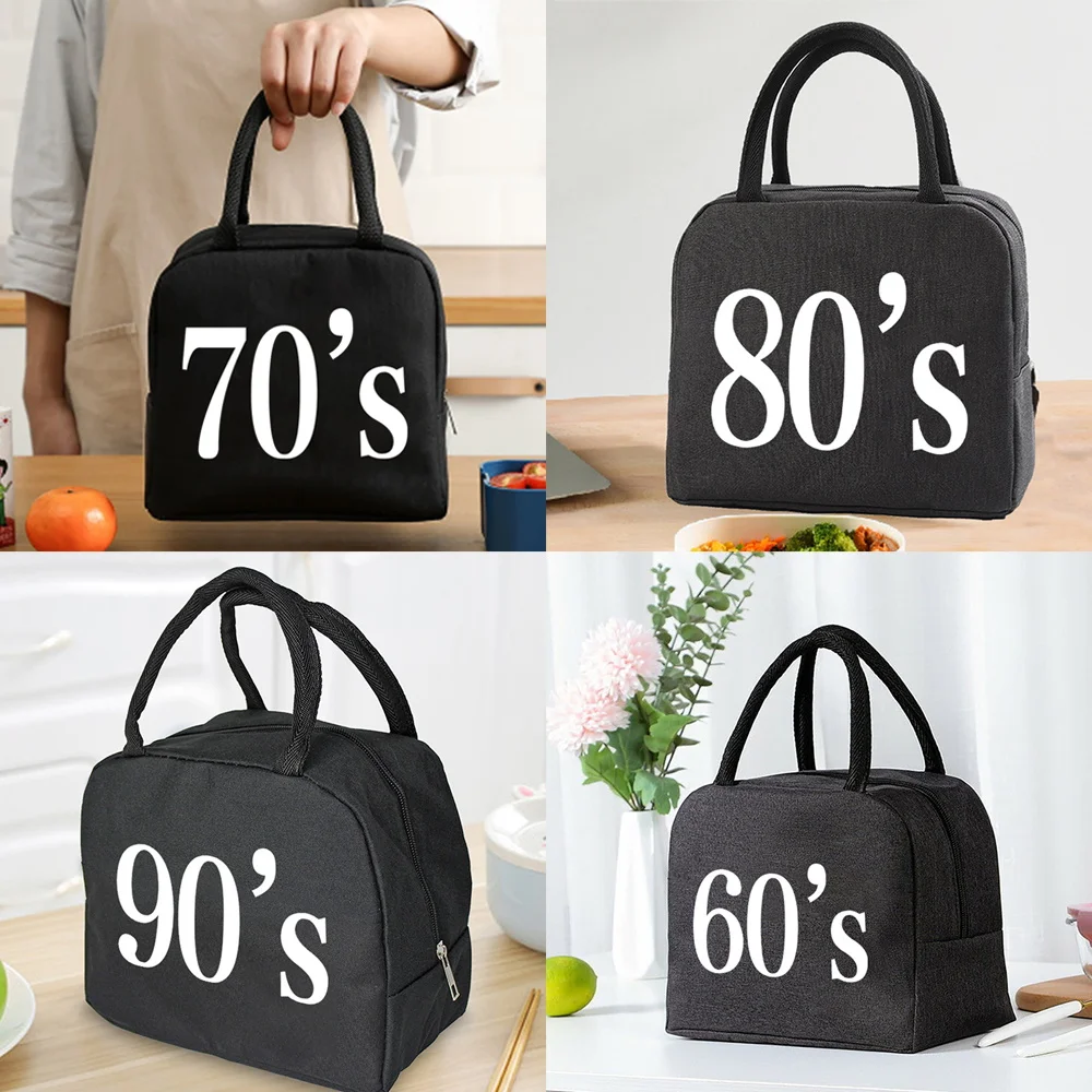 

Insulated Lunch Bag Zipper Cooler Tote Thermal Bag Lunch Box Canvas Food Picnic Lunch Bags for Work Handbag Years Pattern