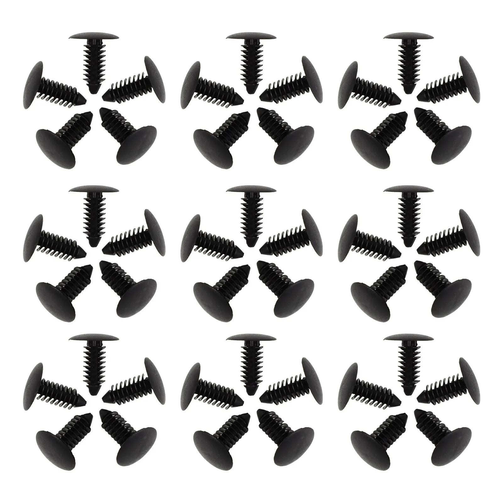 50pcs Barbed Plastic Expansion Rivets for Patio Ceiling Panel Fixing – Black