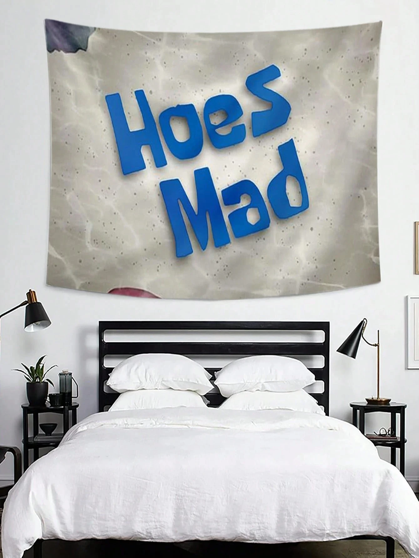 JIT Hoes Mad Гобелен Жирный Синий Текстовый Узор для Острых Домашнего Декора Юмористический Модный Для Гостиной Спальни Настенное Искусство Высокое Качество