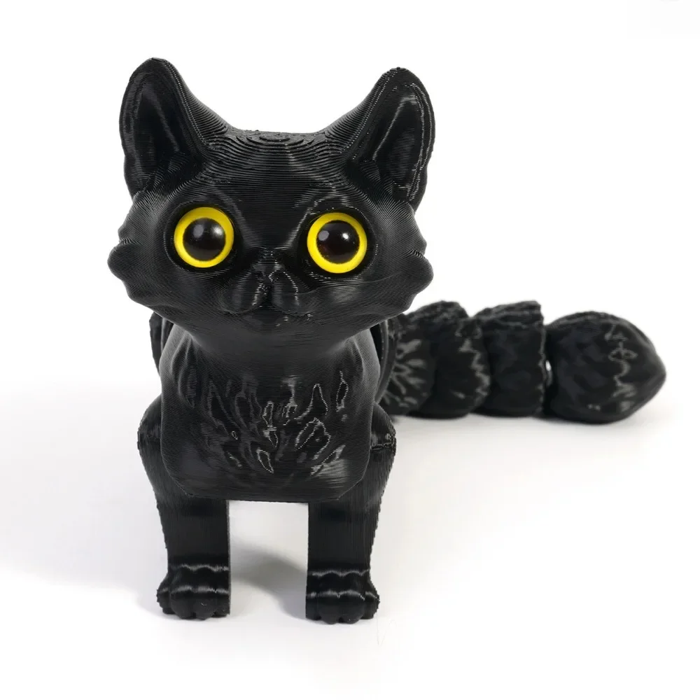 3D Printed Cute Cats Home,Tail Joint Movable Home Ornament,Room Decor Car Decorations,Desktop Decorations,Giving Gift To Friend