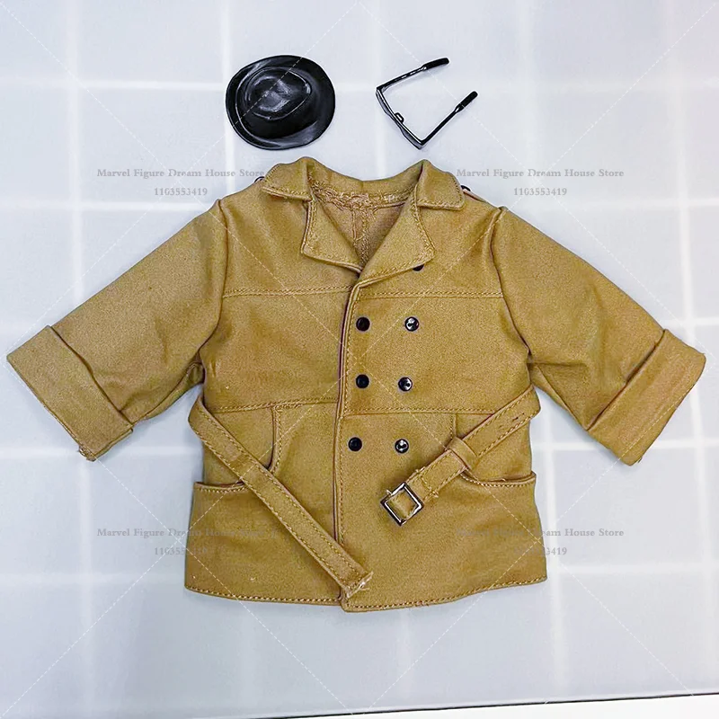 1/12 Scale Male Clothes ‌Vintage Double-Breasted Overcoat With Hat And Sunglasses‌ Fit For ml 6-inch Action Figure Soldier
