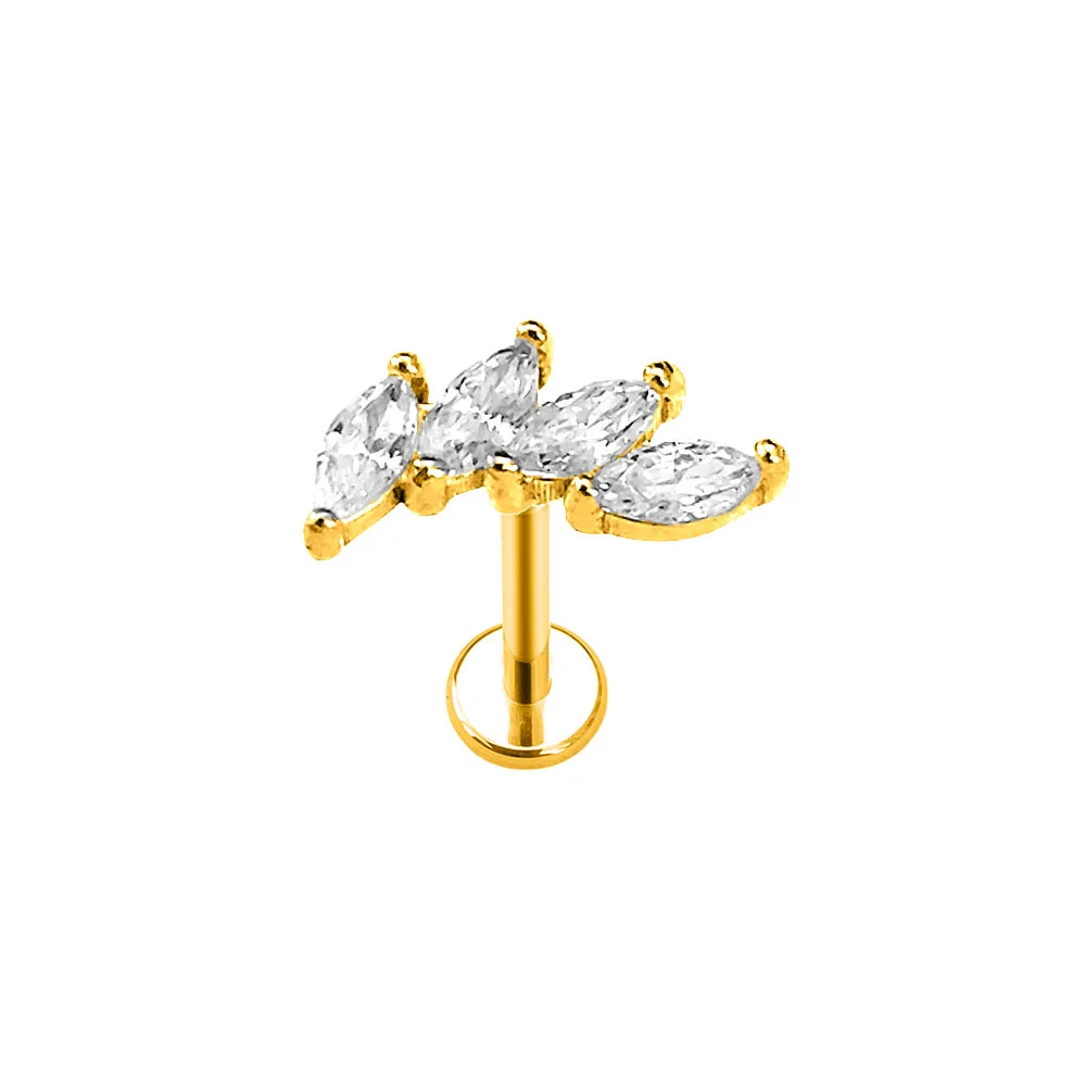 Titanium Heart Moon Star Drop Threadless Piercing Earring