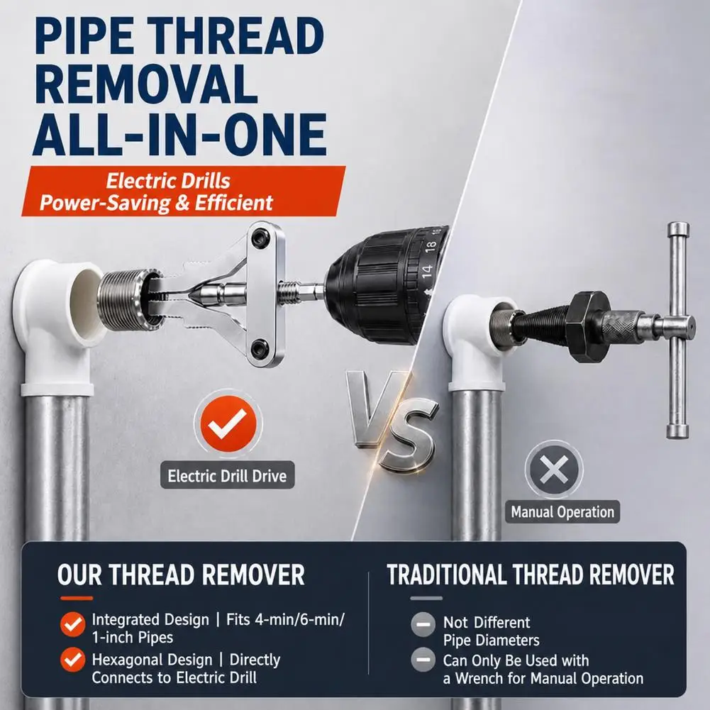 Pipe Extractor Tool Broken Thread Puller Hex Shank Power Drill For PPR PVC MPP Pipes DN20 25 32 1 2 3 4 1 Inch