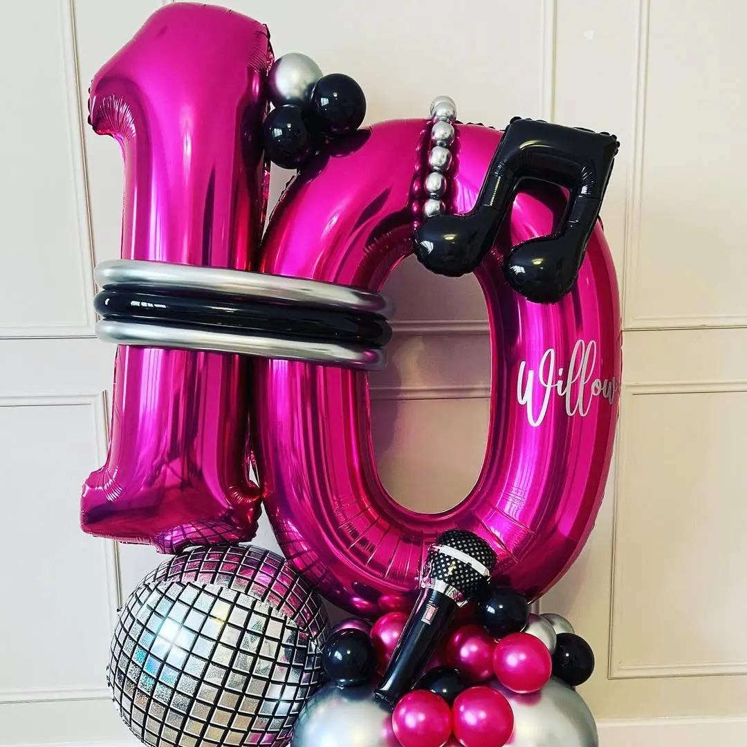 40 Zoll Heiße Rosarote Zahlenballons, Große Riesige Zahlen-Folienballons für Helium, Geburtstagsfeier, Feier, Dekoration, Große Globos – Detail 2