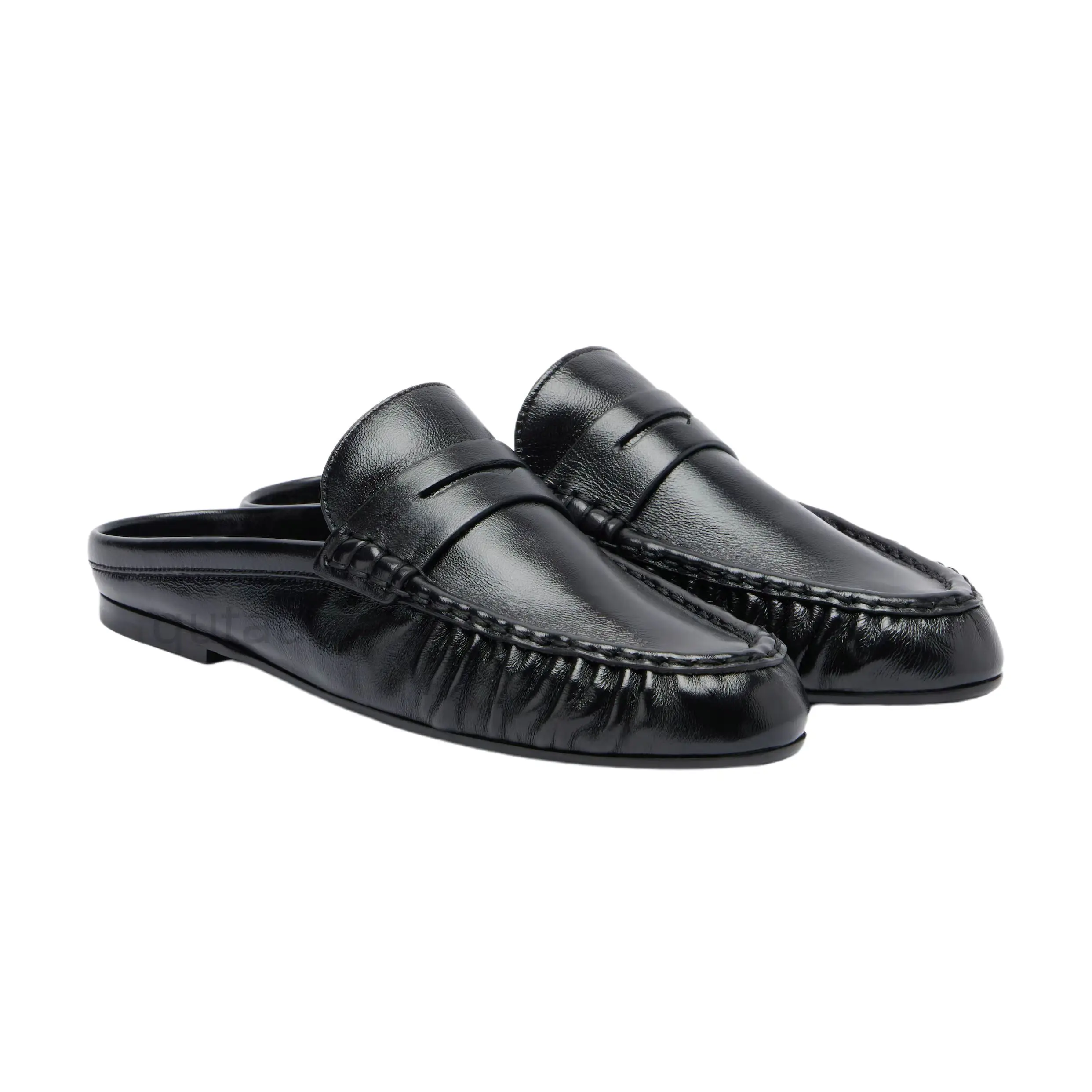 Women's Cow Leather Slingback Mules - Round Toe Flats