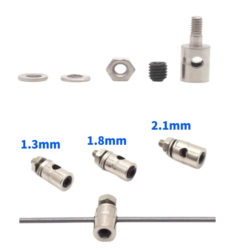 20PCS 1.3mm 1.8mm 2.1mm Pushrod Connectors Linkage Stopper Metal Quick Adjuster Positioner Servo Connector for DIY RC Boats Part