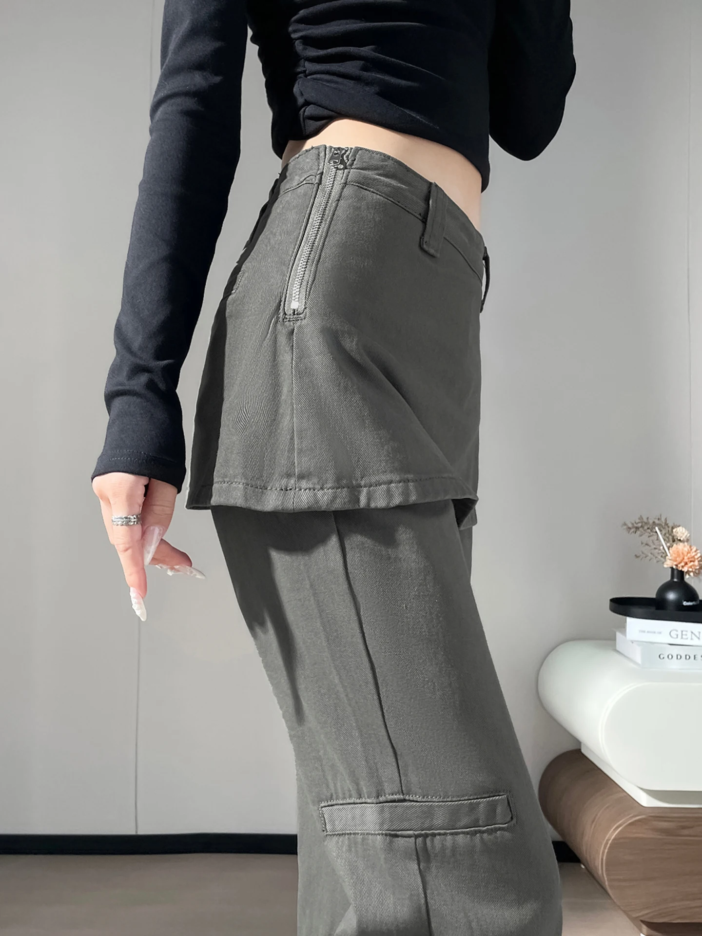 

Женские повседневные брюки-клеш с высокой талией в стиле милитари, весна-осень, новинка, рабочая одежда, длина в пол