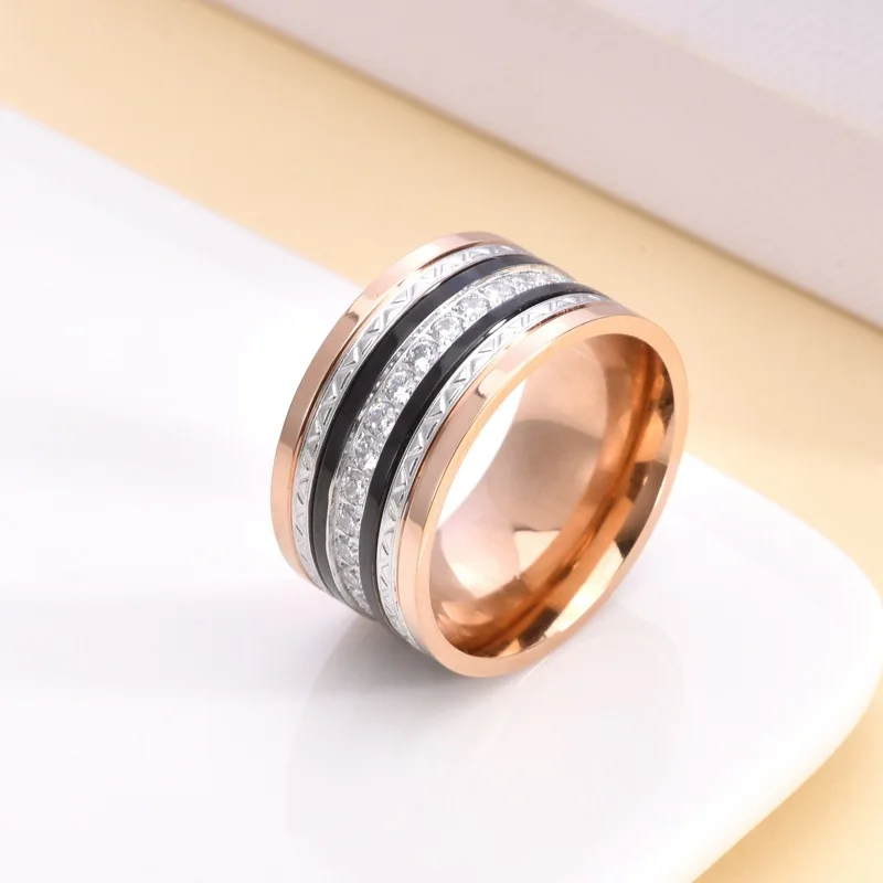 2023 New Ring For Men Stainless Steel  Jewelry three-color electric set Stone Ring 5A CZ Inlay Luxury Men rings