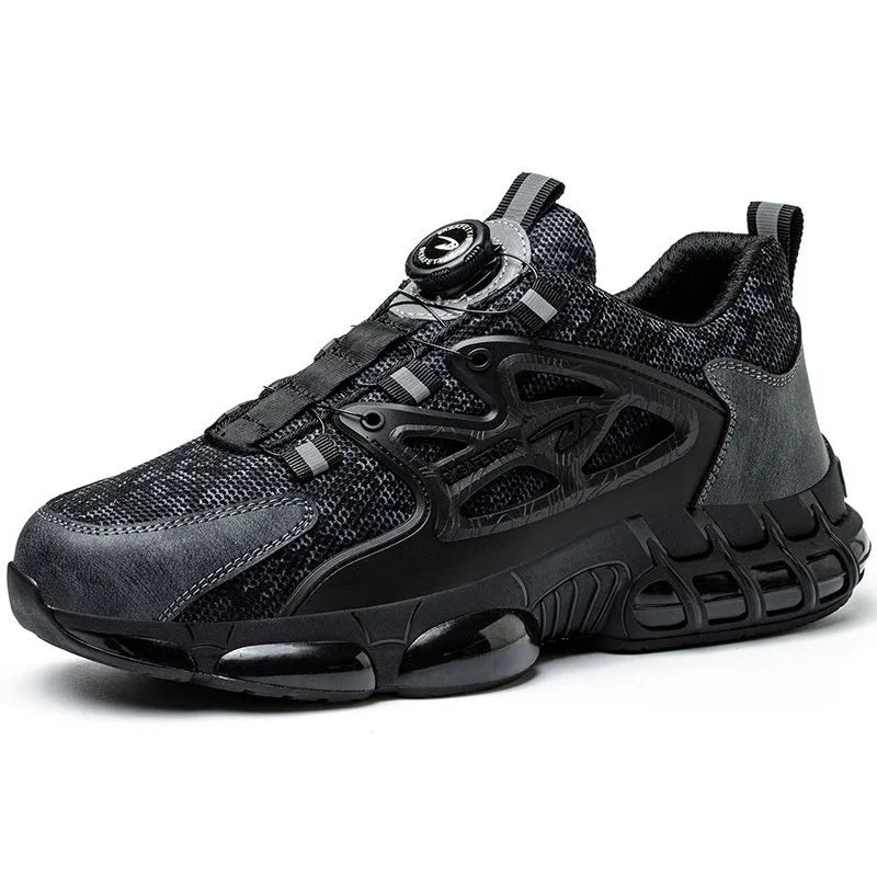 Men Rotating Button Safety Shoes Steel Toe Work 2025 Indestructible Shoes Puncture-Proof Work Boots Air Cushion Safety Shoes