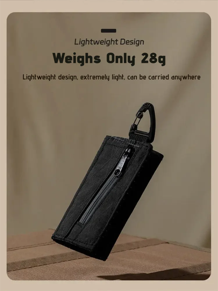 Lightweight Trifold Wallet with Hook Tear Resistant Coin Pocket Card Holder Outdoor Camping Hiking EDC Minimalist Slim Wallet