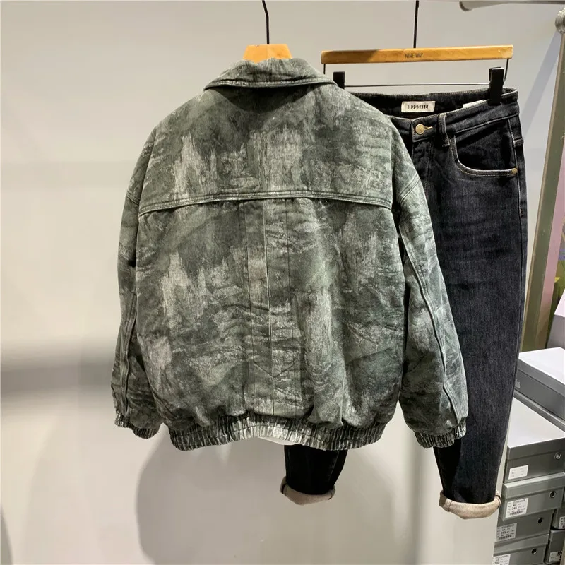 

Мужская короткая пуховая куртка в стиле ретро с американским принтом на воротнике, модная брендовая, стильная, камуфляжная, теплая, из белого утиного пуха, свободного кроя, верхняя одежда