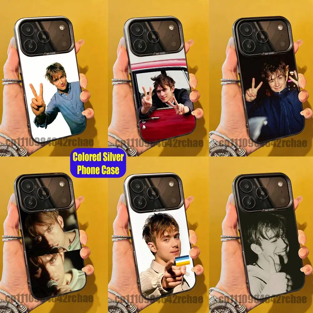 For Singer D-Damon Albarn Custom Phone Case iPhone 15,12,11,14,13,16,17,E,Max,Plus,Air,Pro,Mini Color Silver Cover