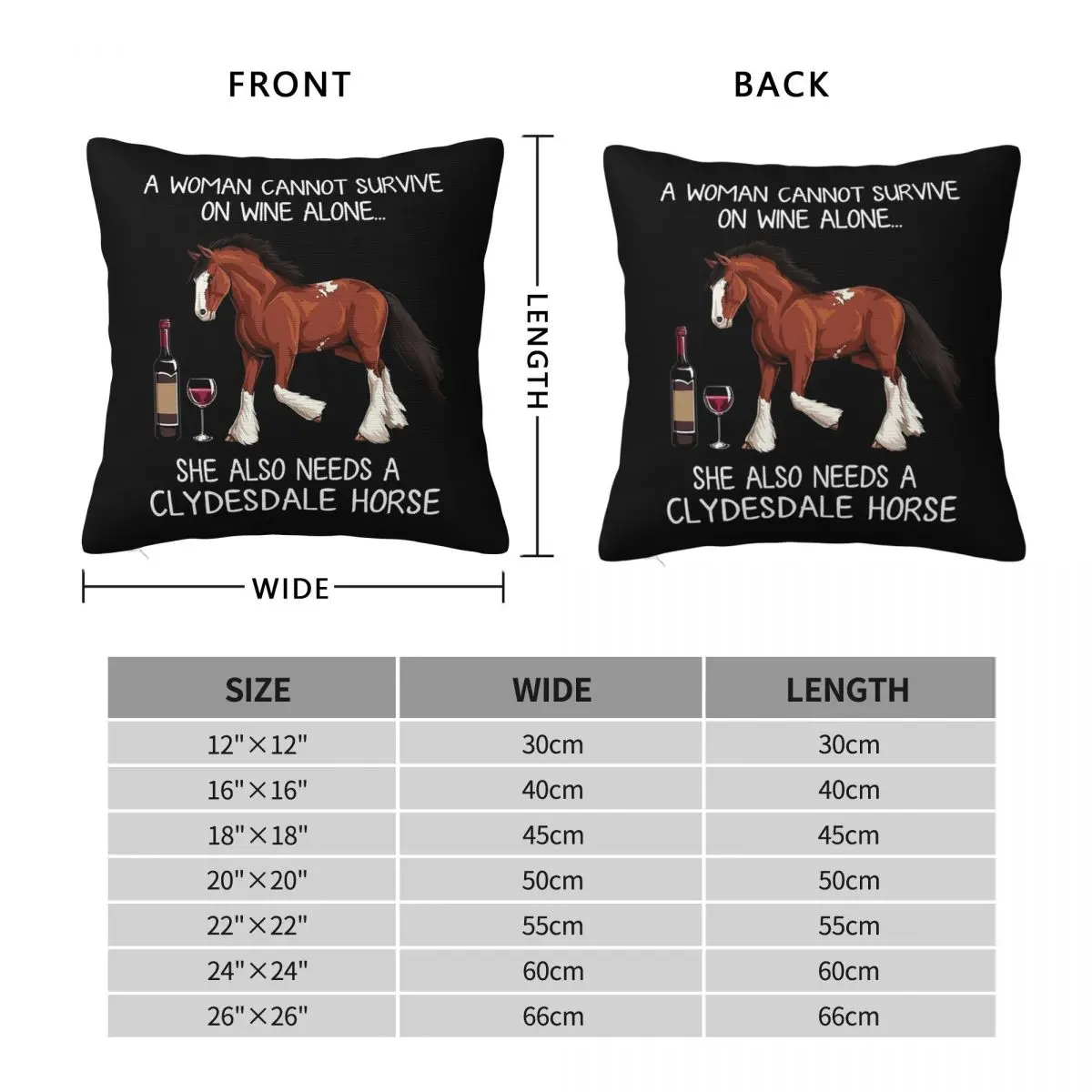 Clydesdale Horse Wine Funny Square Pillowcase Polyester Linen Velvet Pattern Decorative Throw Pillow Car Cushion Cover 45x45
