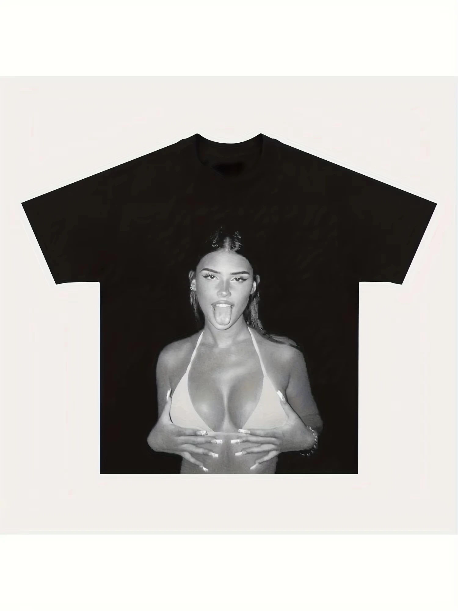 Camiseta Casual de Cuello Redondo para Hombre y Mujer, Colección Primavera/Verano 2026, Leah Halton, con Estampado Facial de Celebridad