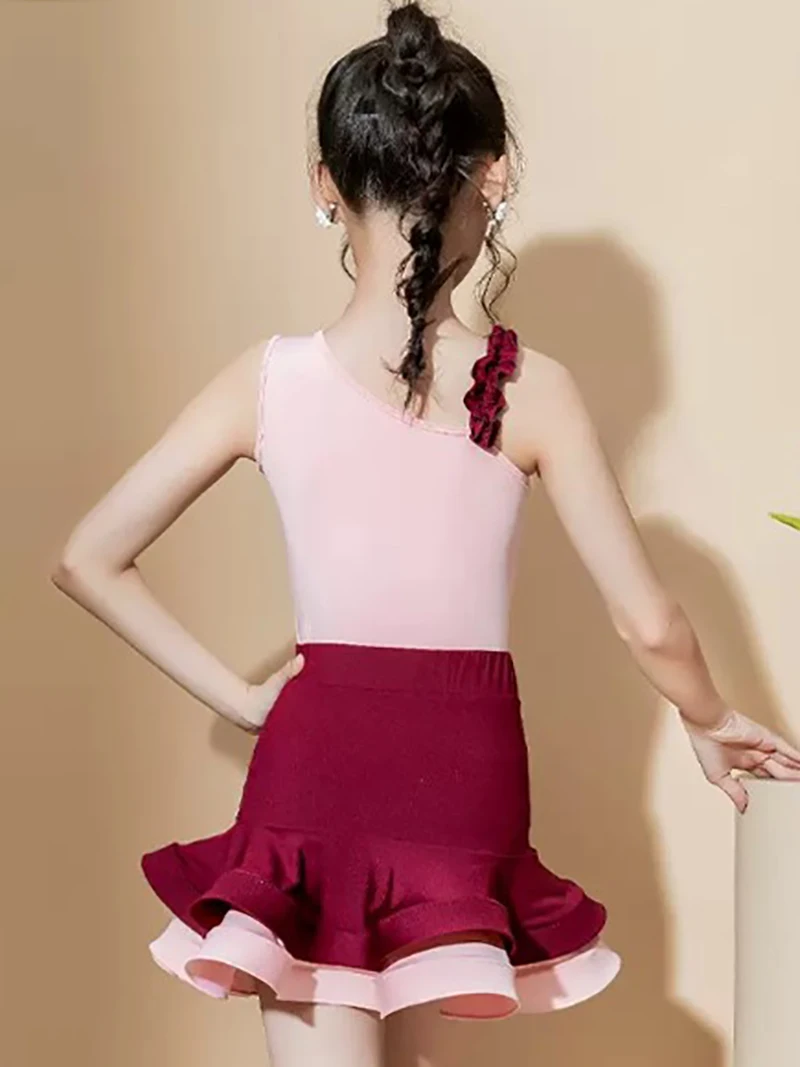Kinder Meisje Latin Dans Grote Rok Zoom Training Rugloze Samba Stierenvechten Chacha Rumba Professionele Wedstrijd Kostuum