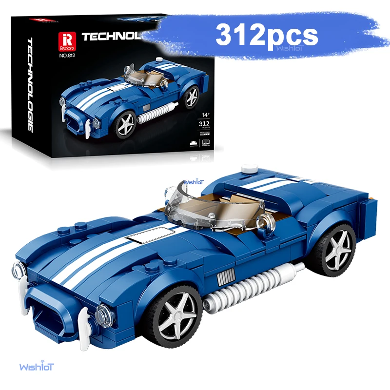 

312PCS Blue Sport Car Building Block Set Creative City Vehicle Diy Car Model Bricks Desktop Display Toys For Kids Holiday Gifts