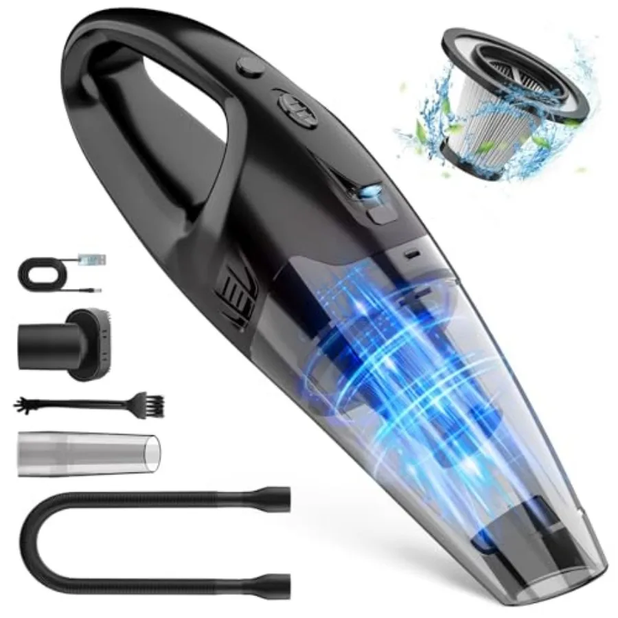 

Handheld Vacuum Cordless Rechargeable with LED Light, Car Vacuum Portable Cordless, Hand Vacuum Cleaner Car Seats, Home, Quick