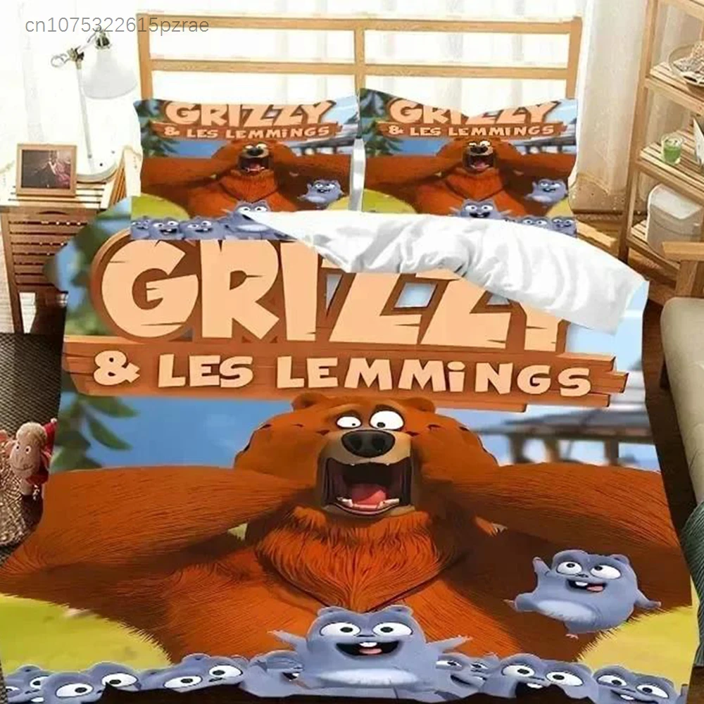 3D G-Grizzy And The Lemmings Bedding Set Printed Bed Set With Pillowcase Bed Duvet Cover Soft Queen King Size Bedclothes Home