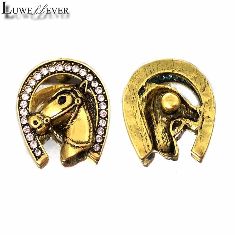 Horse Component w385 Crystal 3D 18mm Metal Snap Button For Bracelet Necklace Interchangeable Jewelry Women Accessorie Findings