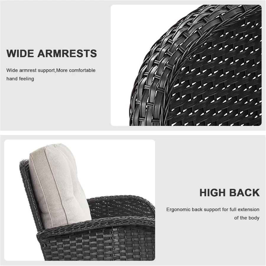 أثاث الفناء الخارجي من Belord أريكة من الخيزران مكونة من 3 مقاعد مع وسائد قابلة للإزالة ومقعد عميق ومسند ظهر مرتفع مقاوم لجميع الأحوال الجوية