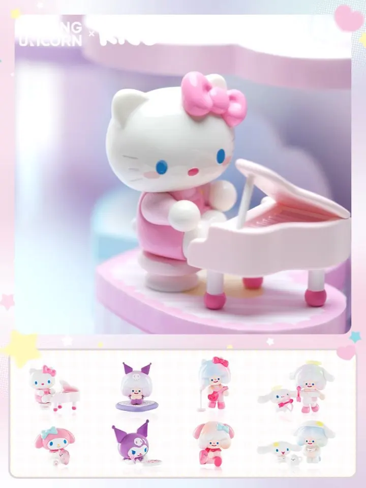 6 stücke sanrio rico schöne Liebes serie Anime Hello kitty Melodie Kuromi Action figuren öffnen Box Spielzeug Sanrio Sammlung Ornamente