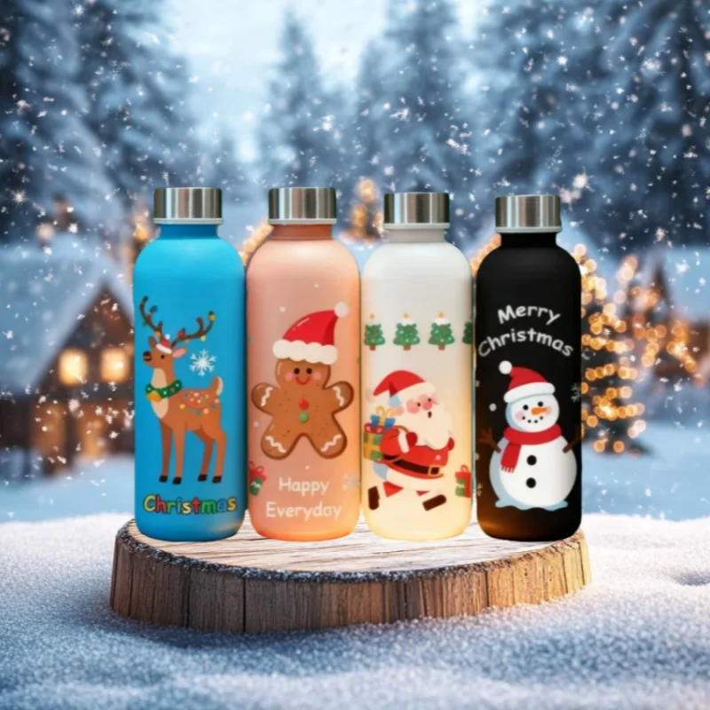 

3D Printed Christmas Atmosphere 500ML Water Cup with Santa/Reindeer/Gingerbread Man/Snowman Patterns–Vivid Color, Fade-Resistant