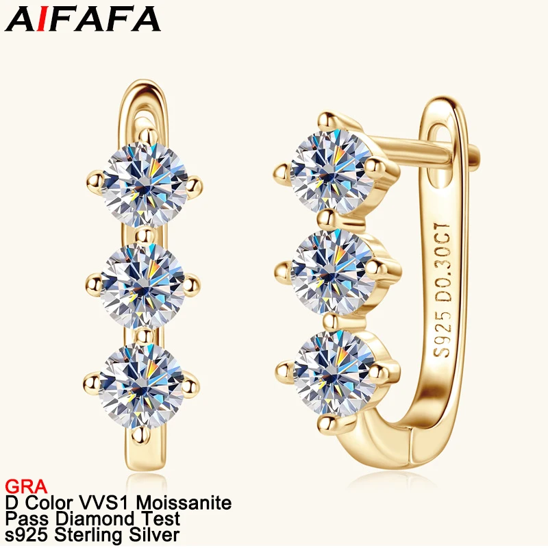 Real D Color VVS1 Moissanite Stud Earrings Sparkling s925 Pure Silver Moissanita Lab Diamond Plate 18k Gold Ear Stud Jewelry