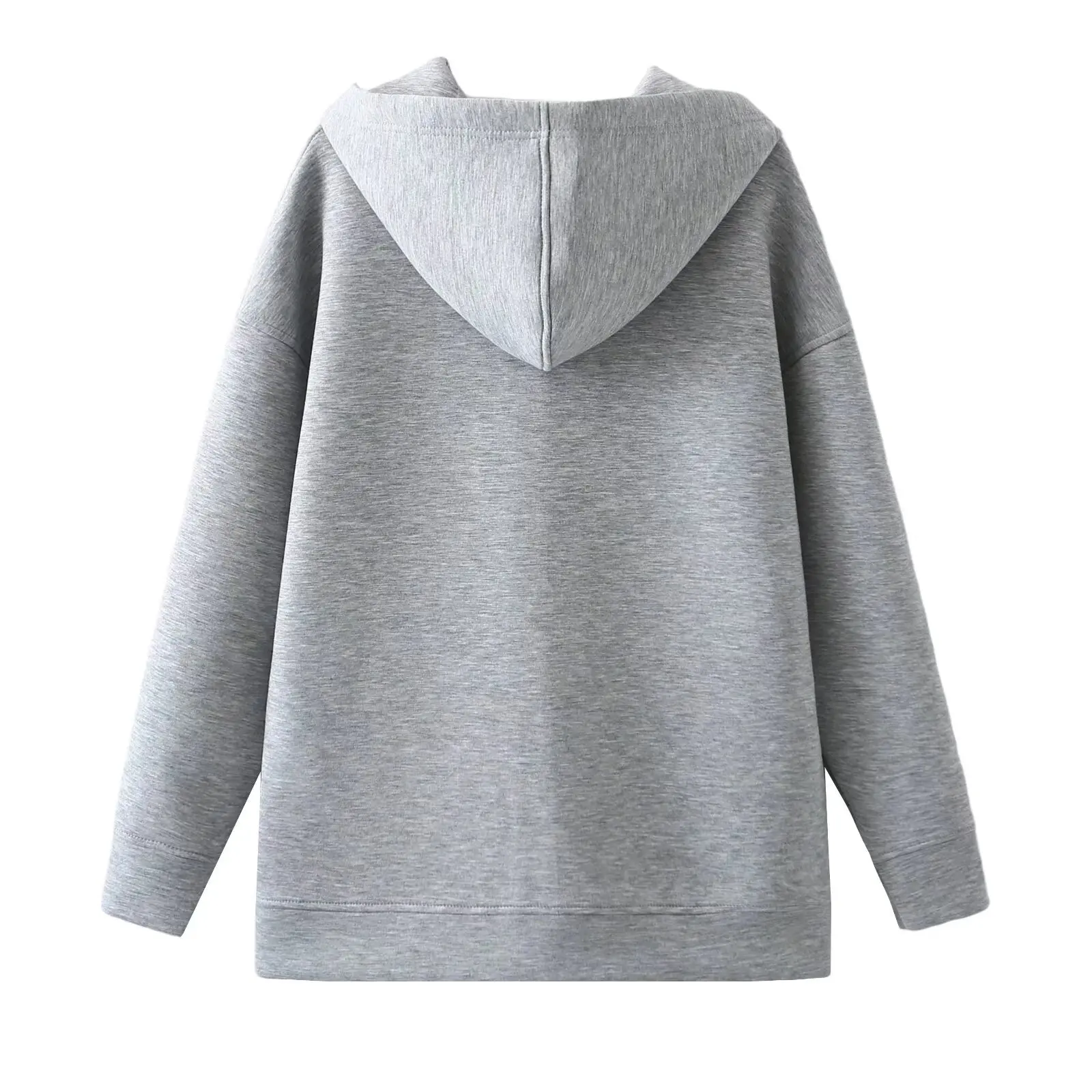 Autumn and Winter New Women's Fashion Cordless Version Loose Hooded Sweatshirt Street Cardigan Jacket