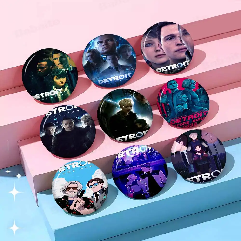 Game D-Detroit Become Human 58mm Cute Series Pins Funny Badge Interesting Cartoon Animals Brooches Backpack Clothes Accessory