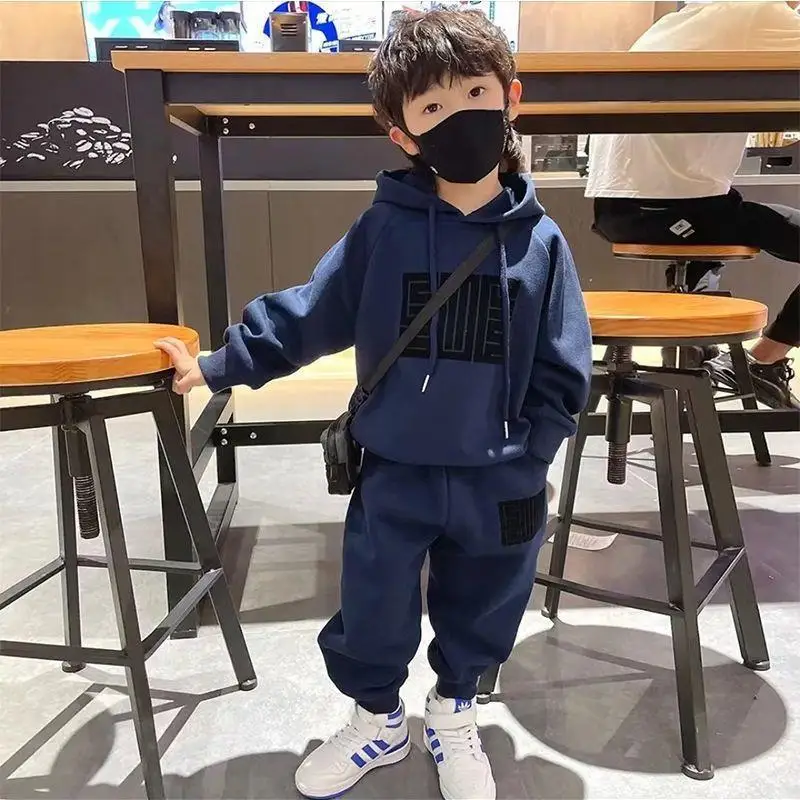 Baby Boy Girl Clothing Sets Children Pullover Sweatshirts + Simple Solid Cotton Sports Pants 2pc Kids Clothes Boy Suit Hooded