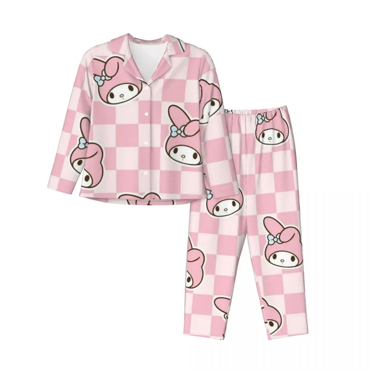 

Sanrio Melody Women's Pajamas Set Button Down Pajama 2 Piece Suit Pyjama Femme Nightwear Loungewear