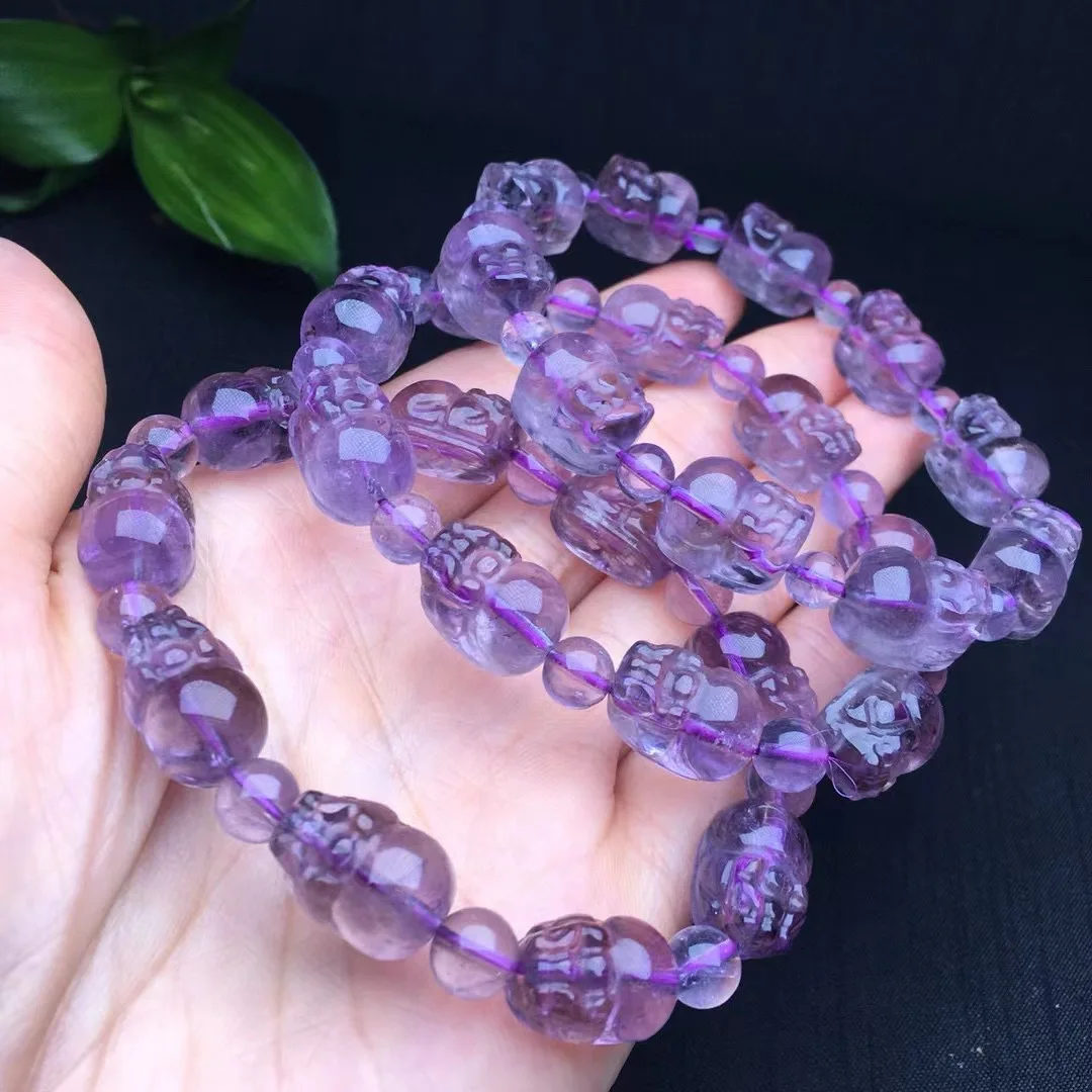 

1 Pc Fengbaowu Natural Amethyst Pixiu Bracelet Mythical Animal Pixiu Beads Crystal Quartz Fashion Jewelry Gift For Women Men