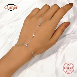 CANNER 925 Sterling Silver Flower CZ Sparking Zircon Bracelets For Women Minimalism Hand Chain Bracelets Fine Jewelry Party Gift