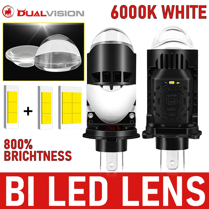 

2PCS H4 Bi LED Headlight LHD Canbus Moto Lamp 1:1 Mini Projector Lens STG Car Light 6000K 12V CSP CHIP Hi/Lo Dual Beam Auto Lamp