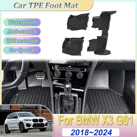 BMW X3 G01 M 스포츠 M40d 2018 2019 2020~2024용 자동차 TPE LHD 바닥 매트, 오염 방지 풋 패널 라인 러그 인테리어 액세서리