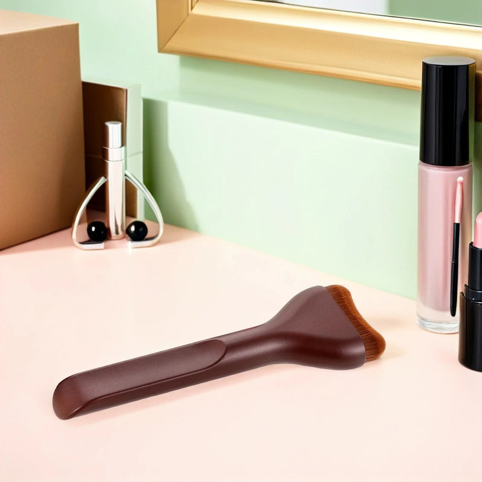 Ensemble de pinceaux de fond de teint plats Ultra-fins, applicateur de maquillage en poudre liquide précis, correcteur de mélange de Contour du visage en Nylon doux, 3 pièces