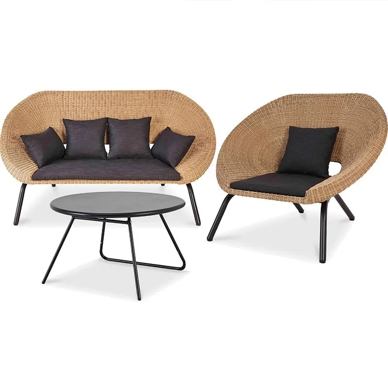 Leisure sofa rattan waterproof villa garden courtyard coffee table outdoor furniture rattan chair combination