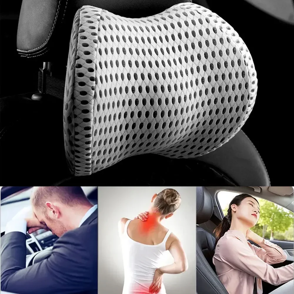 Butterfly Wing Cervical Pillow for Car, Memory Foam Headrest with 4D Breathable Mesh, Adjustable Strap,Ergonomic Design for Neck