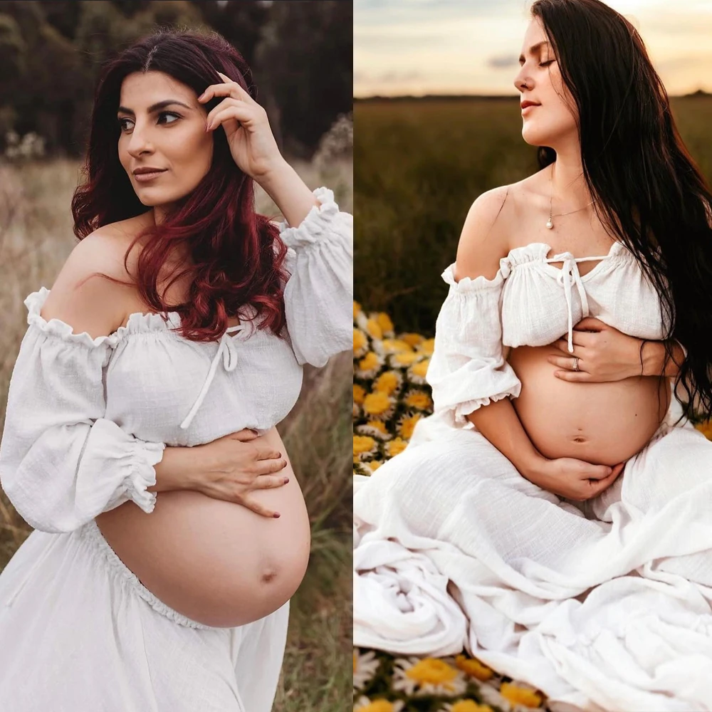 Maternity Dress For Photoshoot Pregnancy Vintage Pregnant Women Wear Comfortable Linen Cotton Dress Bohemian Boho Pregnant Dress