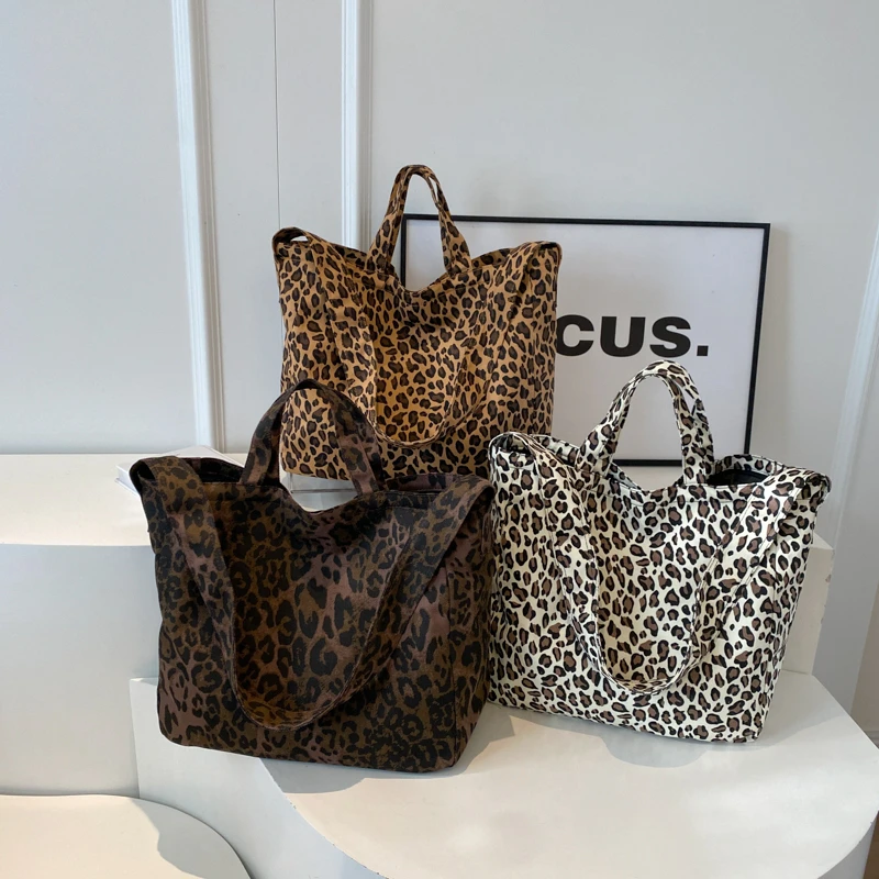 Nylon Leopard Casual Tote Zipper miękki wszechstronny 2024 modne torby damskie dojazdy proste torby na ramię o dużej pojemności Bolsa