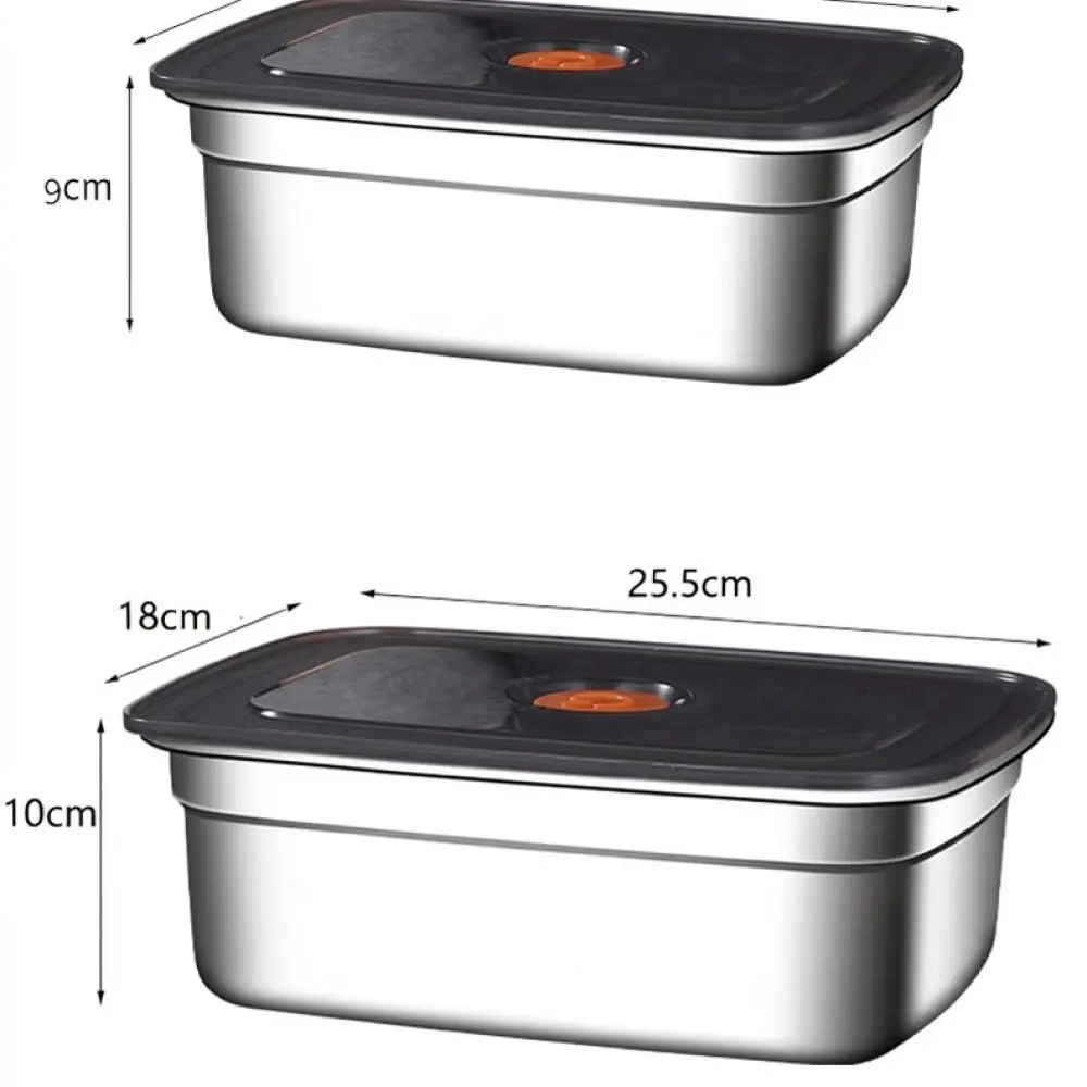 Heavy Duty Stainless Steel Food Container With Lid Rectangular Kitchen Organizer For Fridge Meat Vegetable Dish