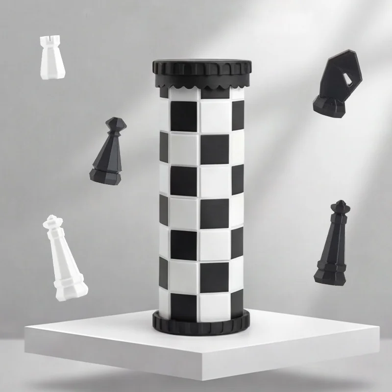 Travel Storage Can International Chess Set Interactive Desktop Board Game Toy for Kids & Adults